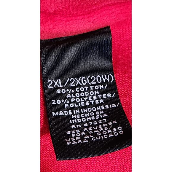 Bobbie Brooks Red Velour Full Zip Hoodie With Pockets 2XL Plus Lightweight - Picture 6 of 6